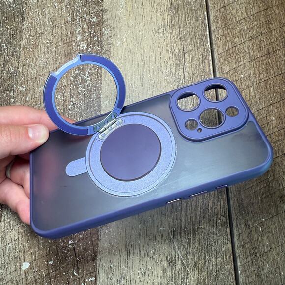 Temdan Magnetic iPhone 16 Pro Case 360 Rotatable Ring Stand MagSafe Purple - Picture 4 of 7